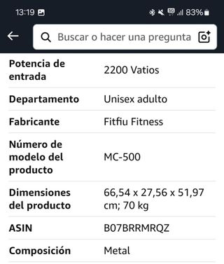 Cinta Correr Plegable FITFIU Fitness MC-500