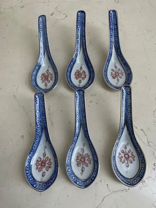 6 Cucchiaini Porcellana - Blu&Bianco
