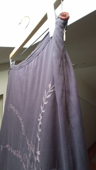Falda marrón boho larga con bordados ZARA 
