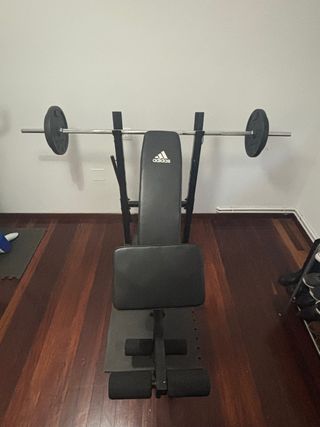Banco pesas Adidas c/barra y pesas