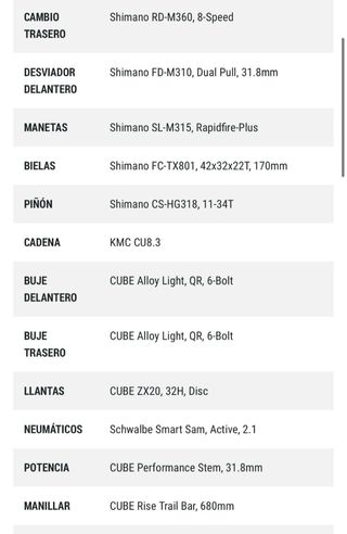 Bicicleta Cube Access EXC W Talla XS
