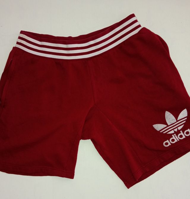 Adidas - Pantalones joggers cortos burdeos, M