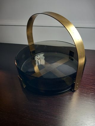 Centrotavola vetro ottone vintage anni 60 
