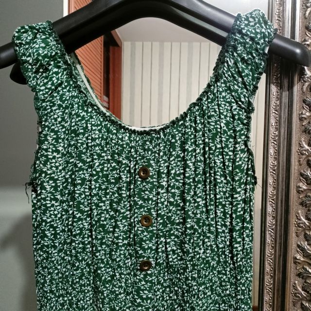 Vestido largo verde estampado