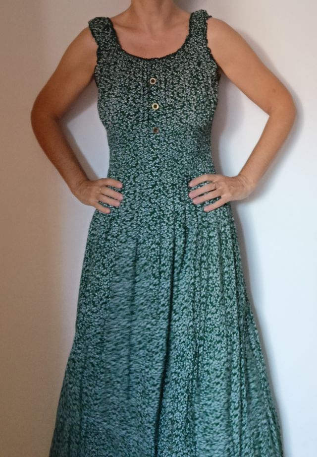 Vestido largo verde estampado