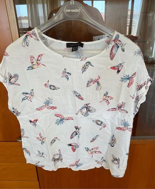 Camisa blanca estampada - pájaros