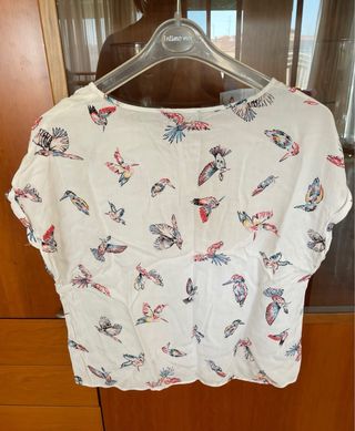 Camisa blanca estampada - pájaros