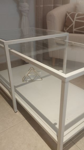 Mesa centro cristal IKEA blanca