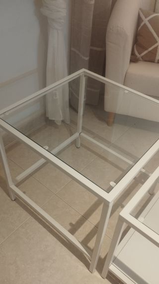 Mesa centro cristal IKEA blanca