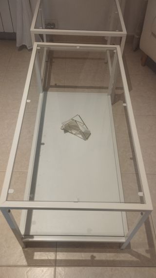 Mesa centro cristal IKEA blanca