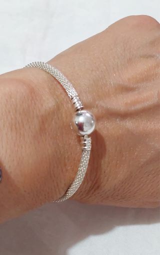 Pulsera plata cierre bola
