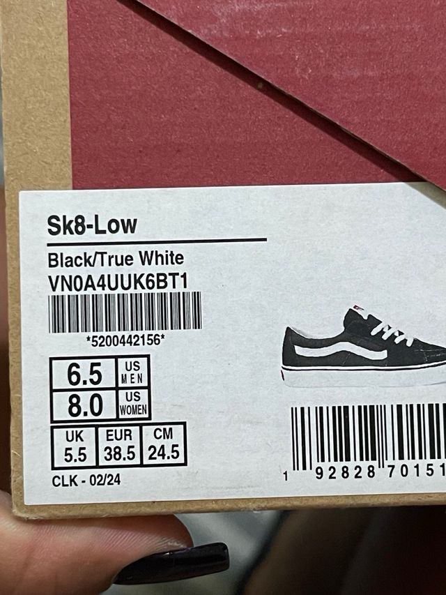 Vans Sk8-Low - Tenis negros y blancos talla 38.5