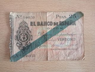 Billete 25 Ptas Gijón 1936