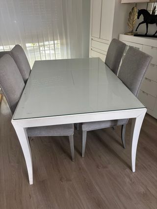 Mesa comedor blanca extensible a 150 cm