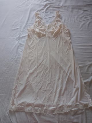 Sottoveste vintage rosa chiaro con pizzi, veste L