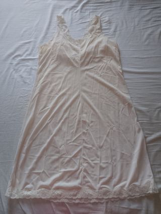 Sottoveste vintage rosa chiaro con pizzi, veste L