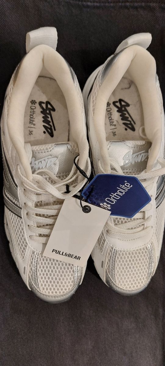 Sneakers Pull&Bear 36 - Bianche Argento