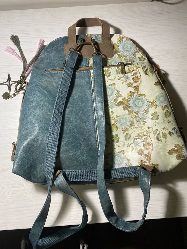 Mochila estampada - Verde y Rosa