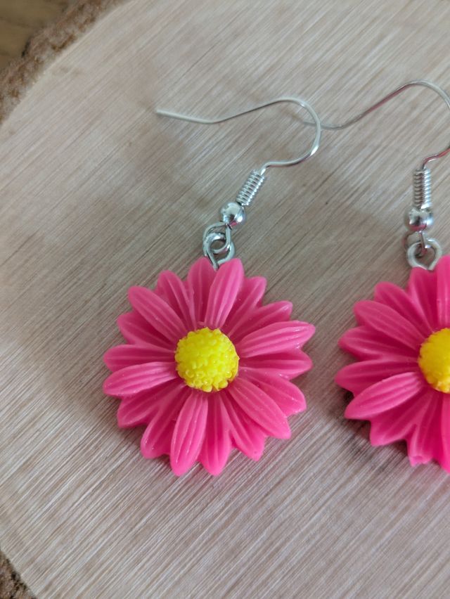 Pendientes flor rosa-amarillo