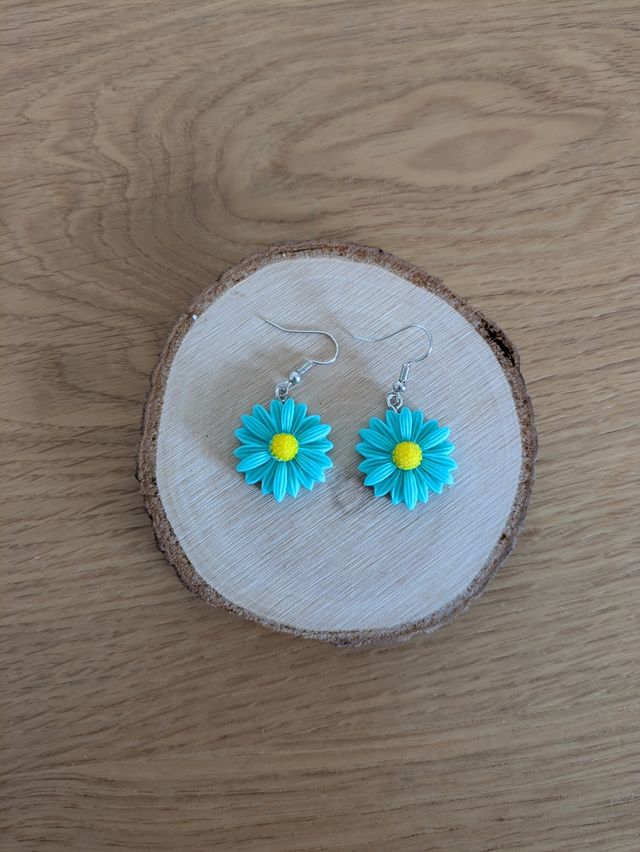 Pendientes margaritas turquesa