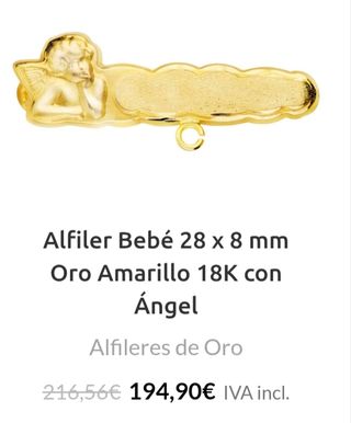 Alfiler bebe oro 18 ktes.