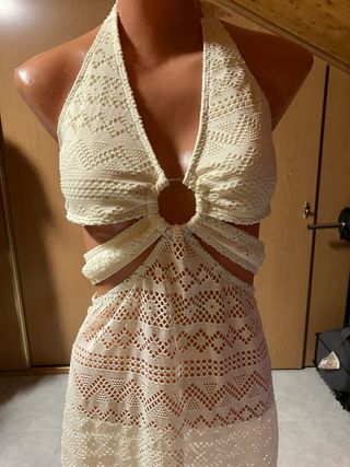 Vestido playero blanco crochet