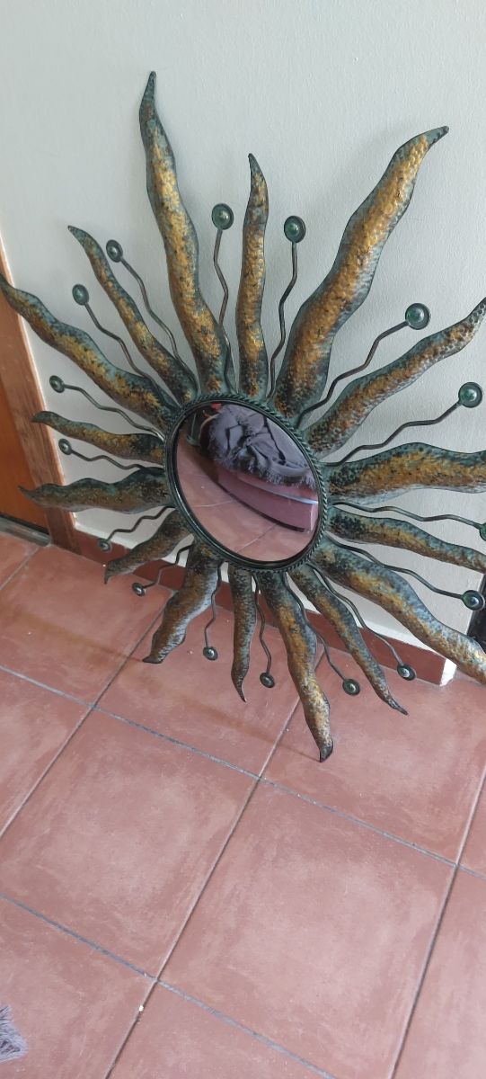 Espejo sol dorado 1m. vintage de metal