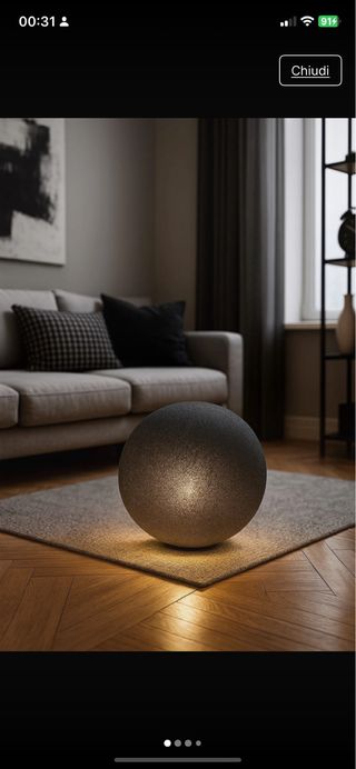 Lampada sferica nera 42cm - tessuto