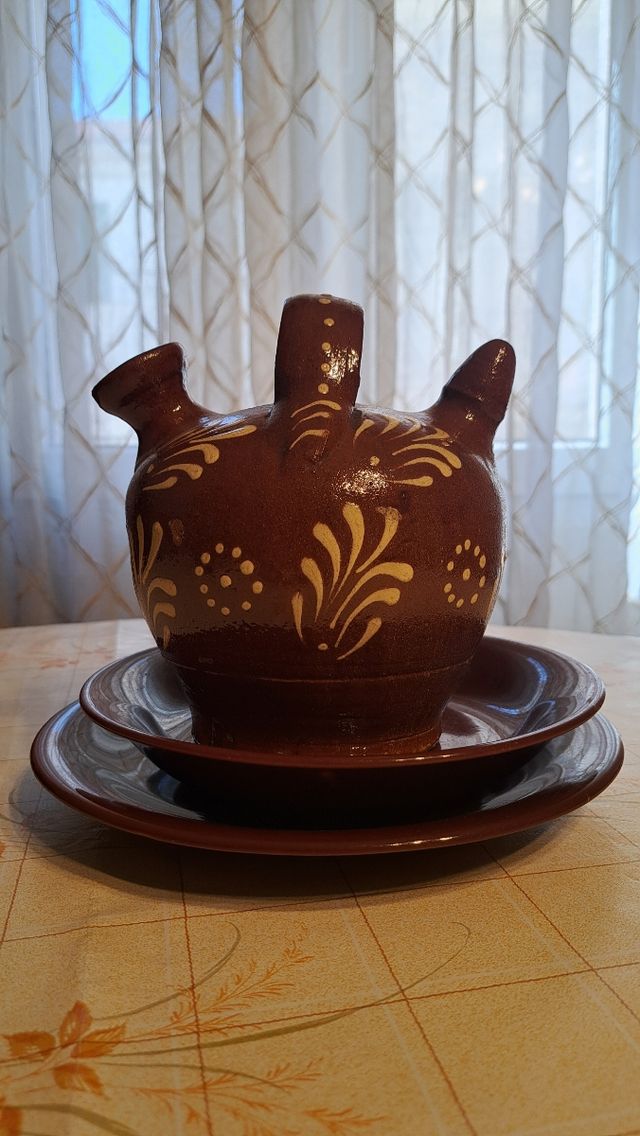 Juego café/té barro rústico + platos + botijo