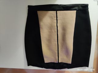 Falda Zara negra-beige
