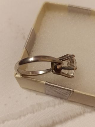 Vintage Anillo plata ley- HB,Circonita gran tamaño