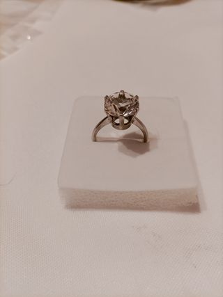 Vintage Anillo plata ley- HB,Circonita gran tamaño