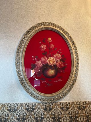 Cuadro vintage con rosas rojas
