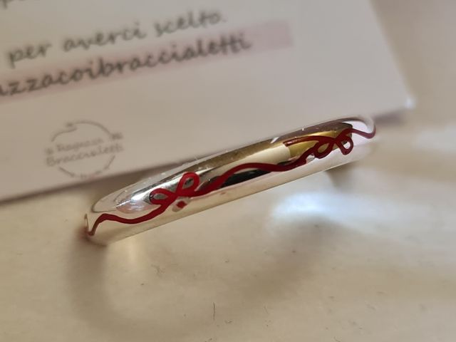 Anello Artigianale Argento 925 Filo Rosso (Nuovo)