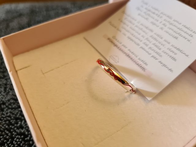 Anello Artigianale Argento 925 Filo Rosso (Nuovo)