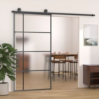 vidaXL Puerta corredera ESG vidrio y aluminio