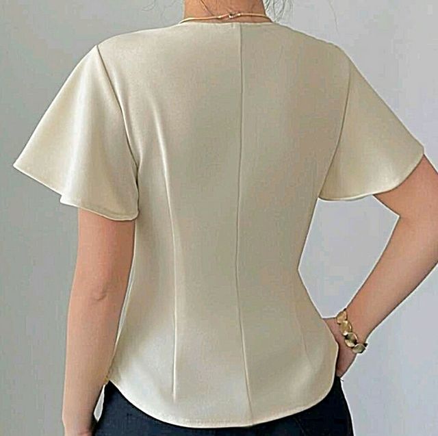 Blusa elegante de manga corta talla 44 (XL)