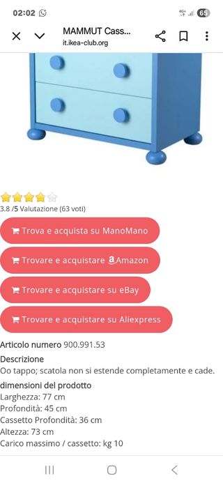 Cassettiere Ikea colorate (2) 40€ l'una 