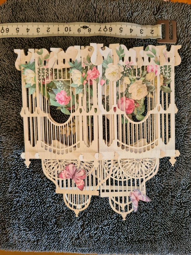 Biglietto Pop-Up 3D Gabbietta Fiori Romantica