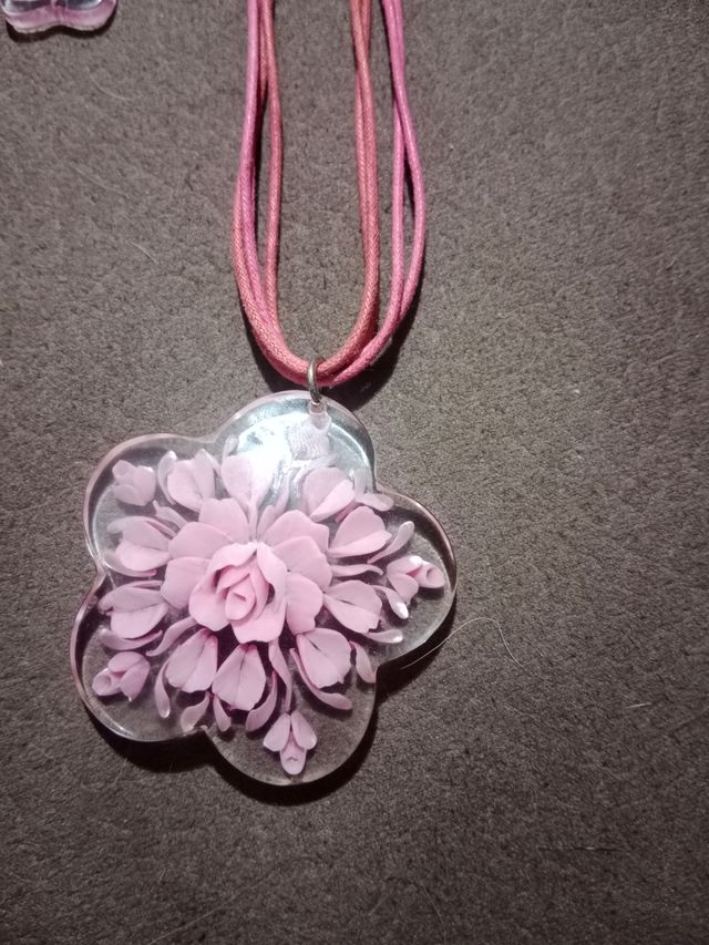 Collar y pendientes rosa | Joyas fantasía