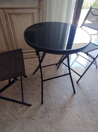 Set tavolino con 2 sedie caffè lounge nero