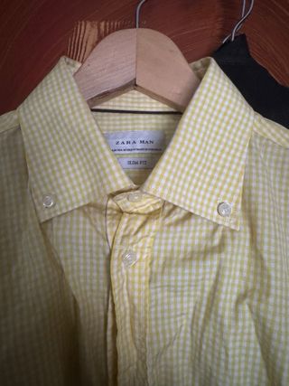 Camisa Zara Hombre Amarilla Slim Fit