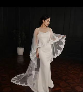 Velo novia: capa, encaje blanco