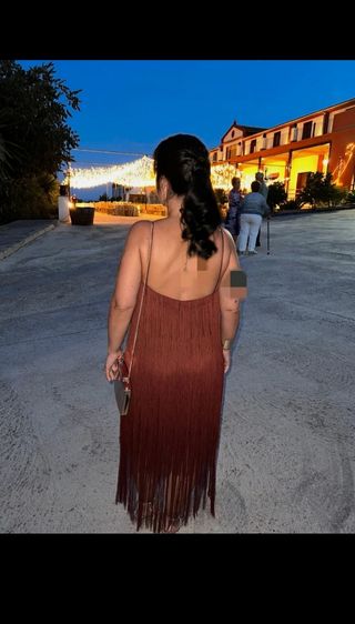 Vestido flecos rojo boda talla M