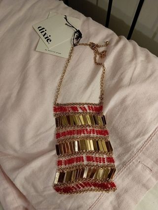 Collana Dixie dorata e rossa