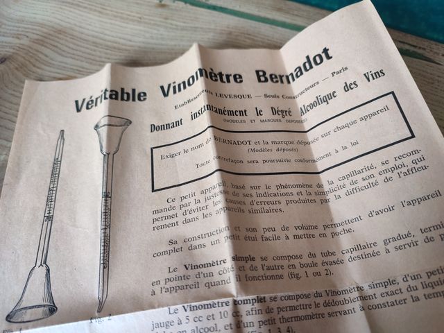 Vinómetro antiguo de vidrio Bernardot