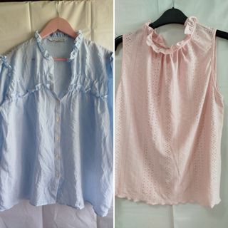 2 Blusas Zara - Azul y Rosa