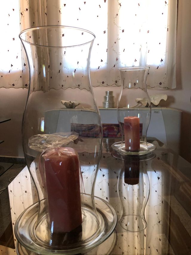 2 Velones Decorativos de cristal