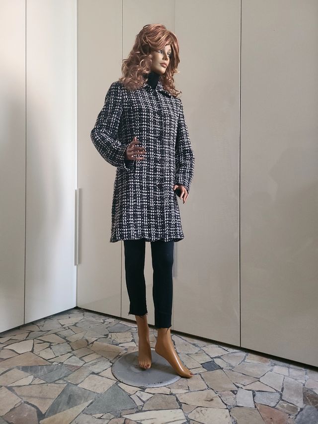 Cappotto Tartan bianco e nero