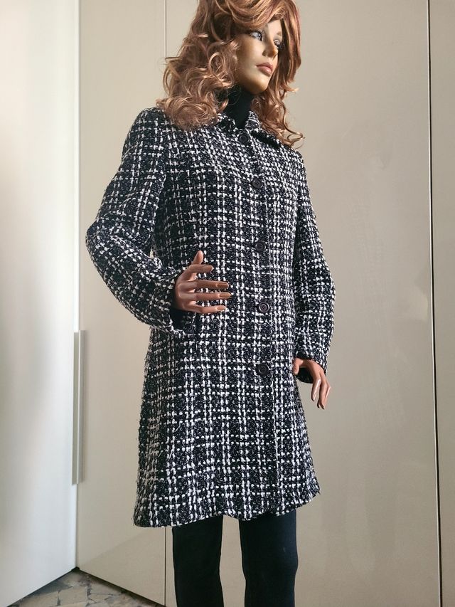 Cappotto Tartan bianco e nero